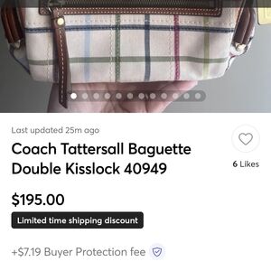 Coach Tattersall Mini Baguette in Multi-Color Plaid with Brown Trim